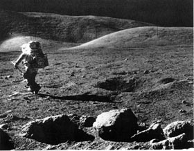 Fig 20. Apollo astronaut walking on the Moon